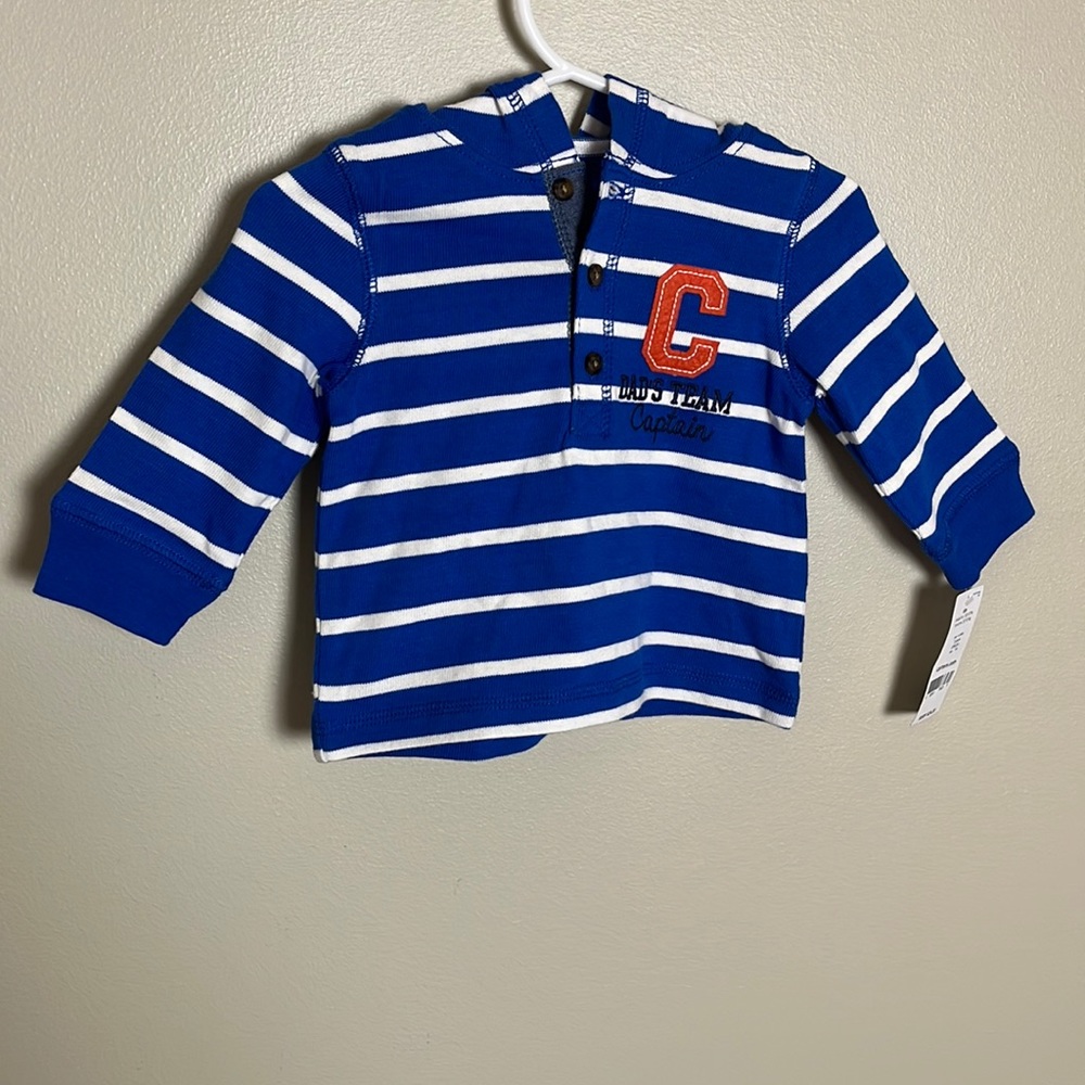 NWT carters 6 month “dads team captain” long sleeve hoodie shirt